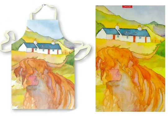 2-Piece Highland Cow Apron and Tea Towel Set