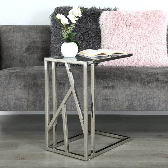 C Shape Sofa Table for Living Room Furniture,58cm Metal Bed Side Table, End Table