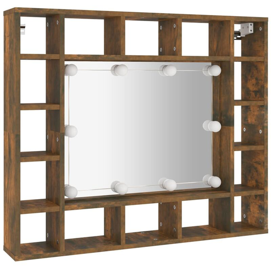 Mirror Cabinet with led Smoked Oak 91x15x76.5 cm Vidaxl Brown