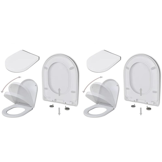 Toilet Seats with Soft Close Lids 2 pcs Plastic White VDTD18819 - Topdeal