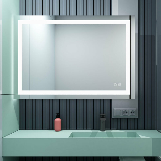 Lisa - 900x600mm Illuminated led Bathroom Mirror with Shaver Socket Demister Pad Touch Sensor 3 Color Dimmable Wall Mounted Vertical Horizontal