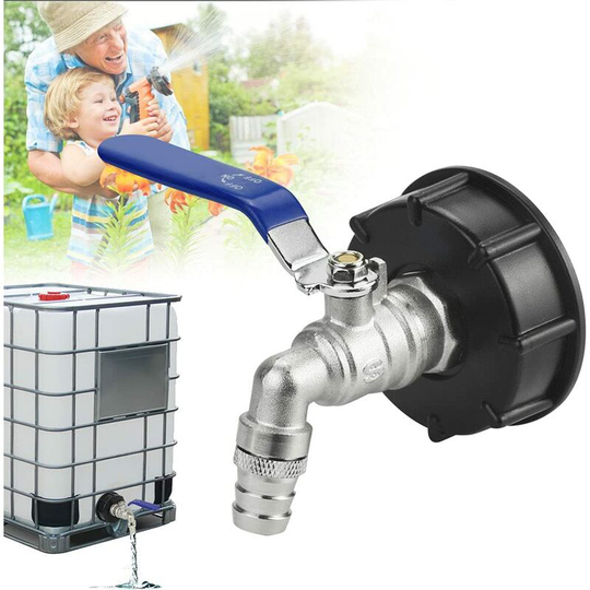 BR-Vie IBC Drain Tank Adapter S60x6 3/4'' Tap Valve IBC Tank Faucet Adapter Tank Adapter Water Tank Adapter Ball Valve