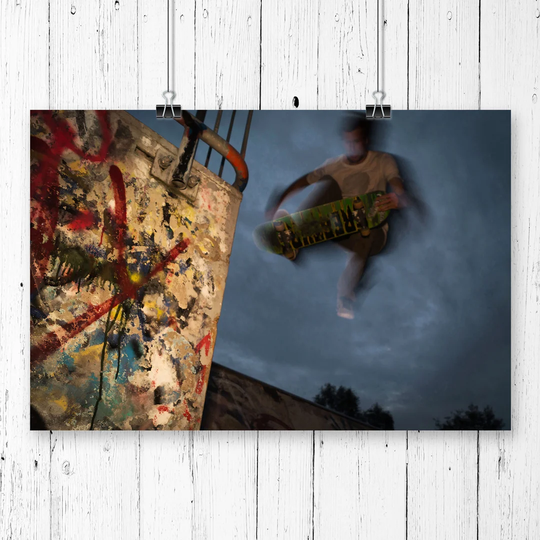 'Skateboarder Mid Air Trick' Graphic Art
