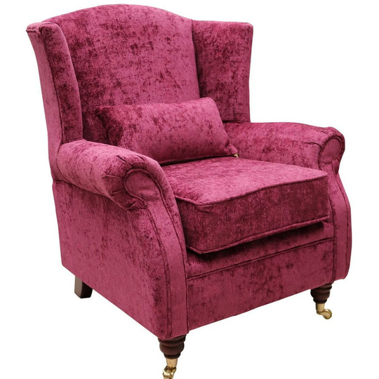 Wing Chair Fireside High Back Armchair Nuovo Mulberry Fabric