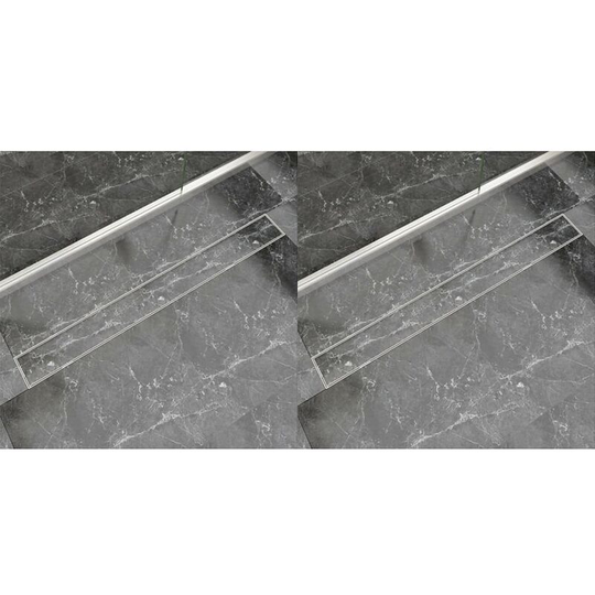 Linear Shower Drain 2 pcs 1030x140 mm Stainless Steel VDFF18841_UK - Topdeal