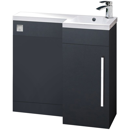 Life rh Combination Unit with Sculptured Basin 900mm Wide - Graphite Grey - Orbit