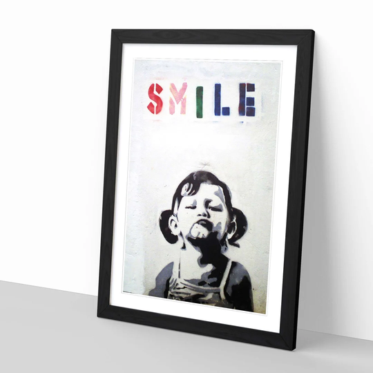 Smile Graffiti by Banksy Framed Painting Print