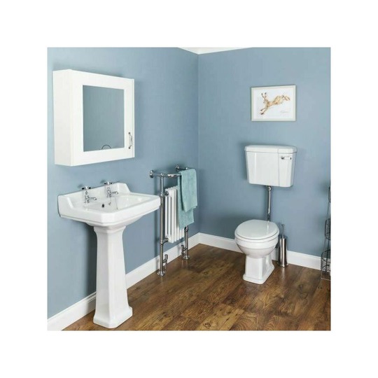 Windsor Cloakroom Suite Low Level Toilet & White Seat - White