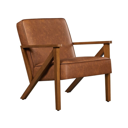 Accent Chair Faux Leather Armchair, Light Brown - light brown - Yaheetech