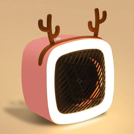 Personal Mini Water Heater, Portable Electric Home Office, Indoor Use with Light (Pink Night Light)