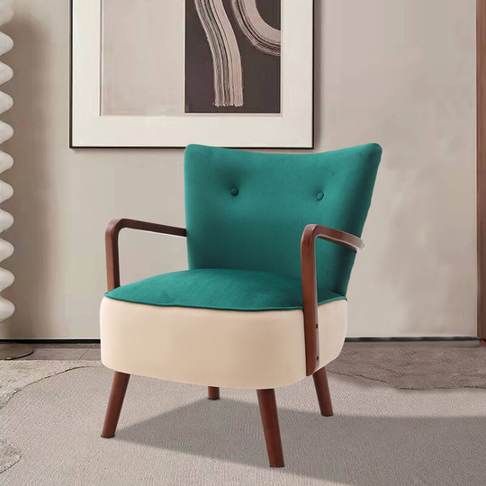 Green Thick Cushion Velvet Upholstered Armchair - Livingandhome
