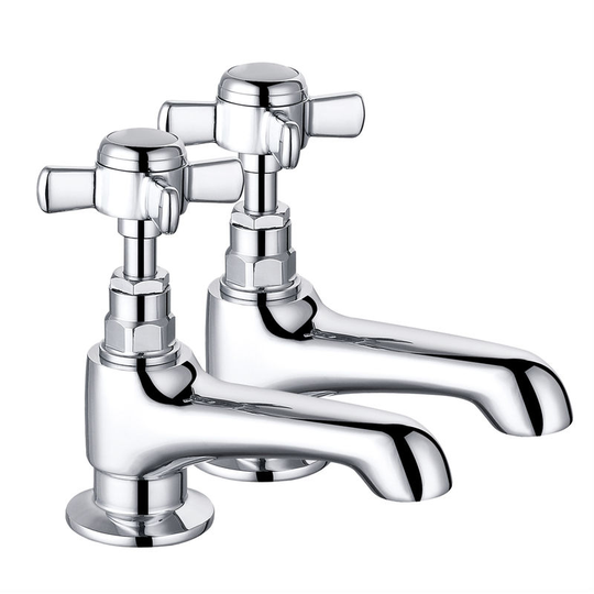 NRG - Traditional Twin Bath Mixer Tap Vintage Bathroom Sink Cross Handle Faucet Chrome