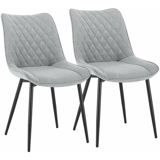 2Pcs dining chairs Living Room chairs Linen w/ Backrest Padded Seat chairs Light Grey - Light Grey - Woltu