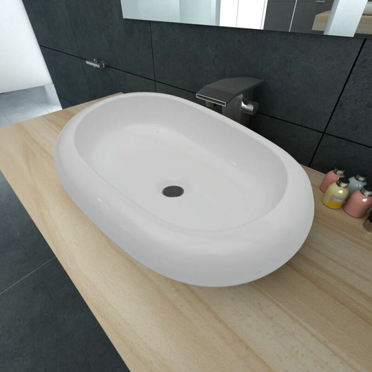 Luxury Ceramic Basin Oval-shaped Sink White 63 x 42 cm VDTD03666