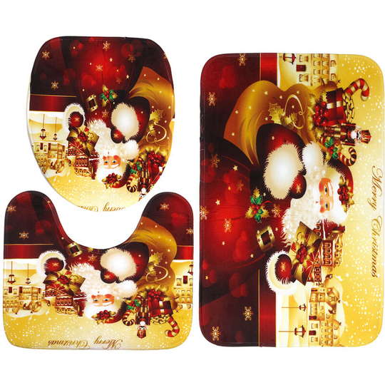 3 pieces toilet lid cover floor mat
