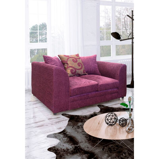 Zina 2 Seater Chenille Fabric Sofa - Aubergine