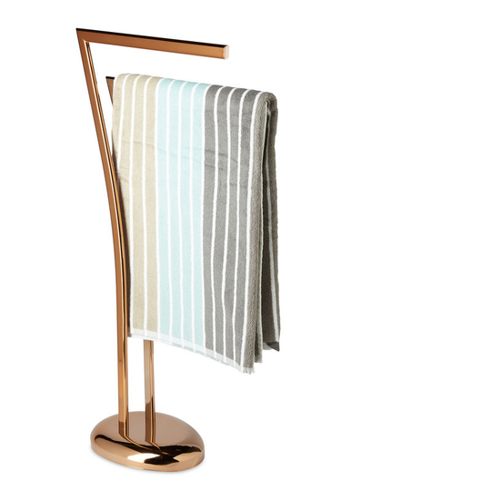 Relaxdays - wimedo Towel Rack, Size: 84 x 26 x 16 cm Free-Standing Towel Stand in Copper with 2 Towel Rails, Copper