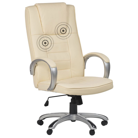 Beliani - Office Massage Armchair Heated Seat Black Faux Leather Grandeur ii - Beige