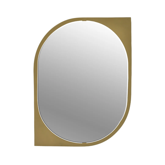 Amberly Oval Metal Framed Accent Accent Mirror in Gold