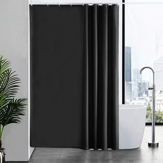 1 Piece Mildew Proof Shower Curtain Washable Fabric Black Large Waterproof Polyester Bath Curtains for Bathtub Bathroom 180x200cm
