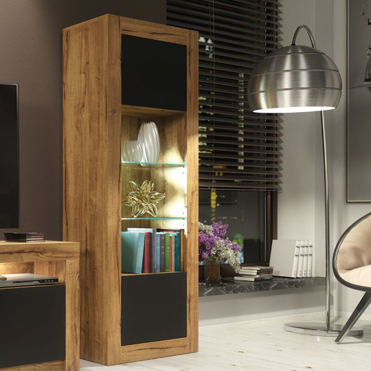 Modern Sideboard Display Cabinet Cupboard tv Stand Living Room Matte Doors - Oak & Black - Oak & Black