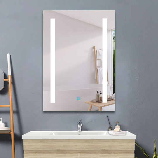 Bathroom Mirrors with Lights,450x600mm with Demister Pad,Single Touch Sensor,IP44,Portrait or Landscape-Strip