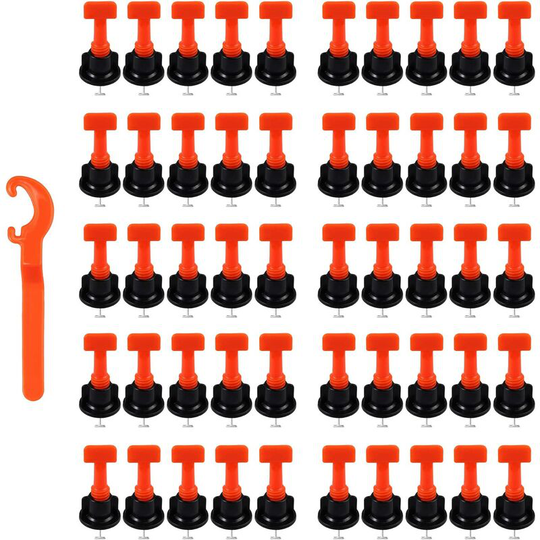 Reusable Tile Leveling System Kit-50pcs T-Type Tile Leveler and 1pcs Spacer Wrench 2-8mm / 5-18mm Thickness Ceramic Wall Construction Soekavia