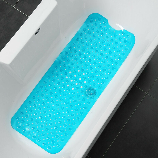 Non-slip bath carpet, extra-long textured anti-slip surface with suction cups and drainage holes, for baths and showers, antibacterial and anti-mold,