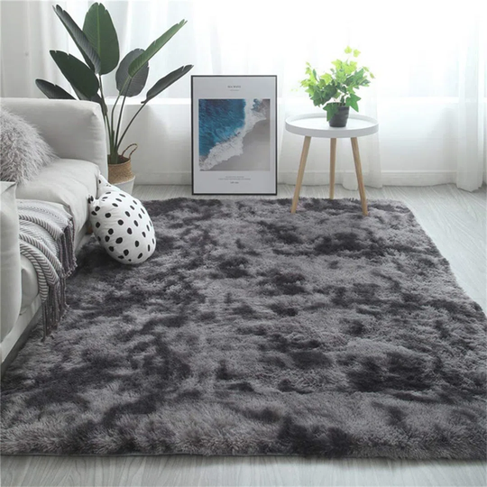 Brit Fluffy Soft Machine Woven Black/Grey Rug