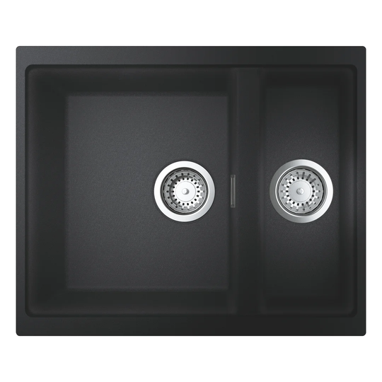 GROHE K500 composite sink, 55.5cm, Granite Black, top-mounted, 1.5 bowls, with overflow. 31648AP0