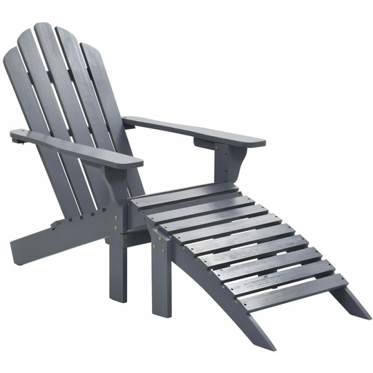 Topdeal Garden Chair with Ottoman Wood Grey VDTD29824