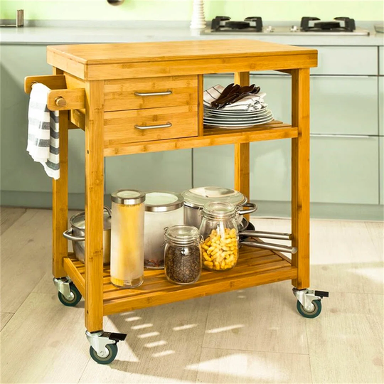 Birkett 73 Cm Solid Wood Kitchen Trolley