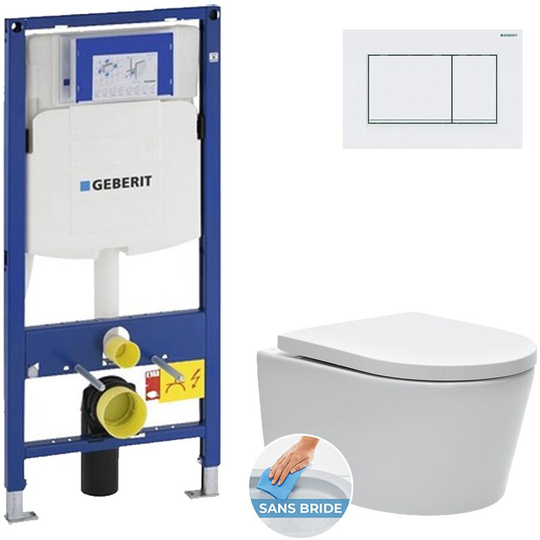 Geberit Toilet set Frame UP320 + SATrimless + White flush plate (GebSATrimless-K)