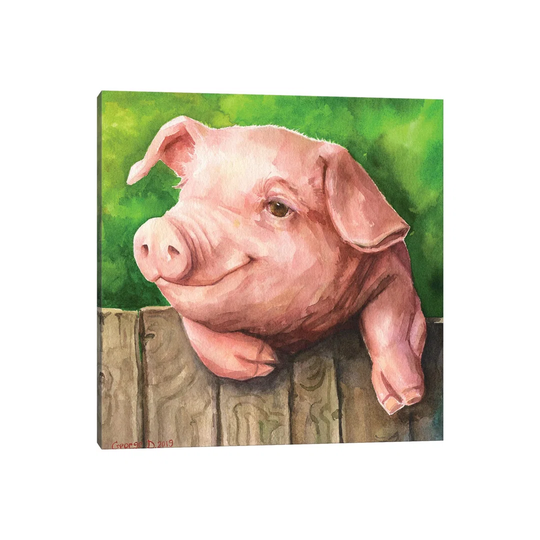 Little Piggy with Background by George Dyachenko - Painting on Canvas