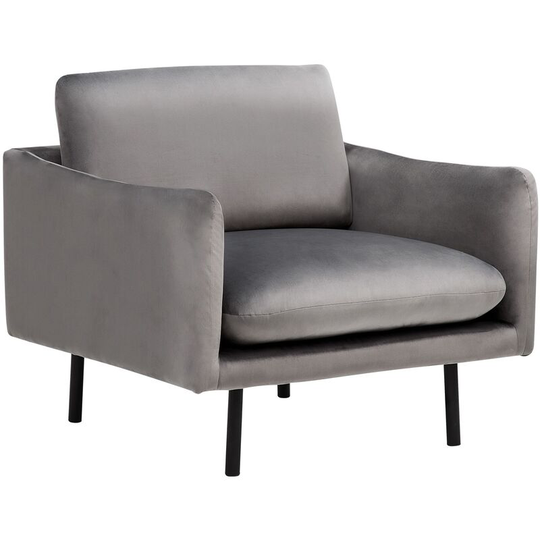 Beliani - Modern Velvet Armchair Grey Fabric Cushion Seat Back Black Legs Vinterbro - Grey