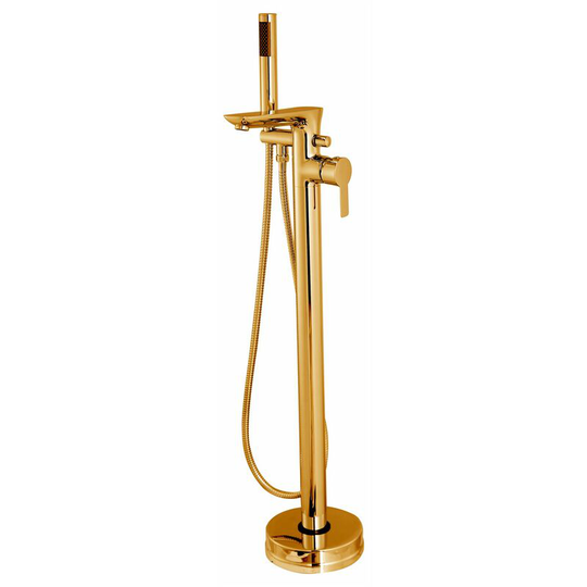 Invena - Freestanding Gold Bath Tap Single Lever Bathtub Tall Faucet Shower Mixer