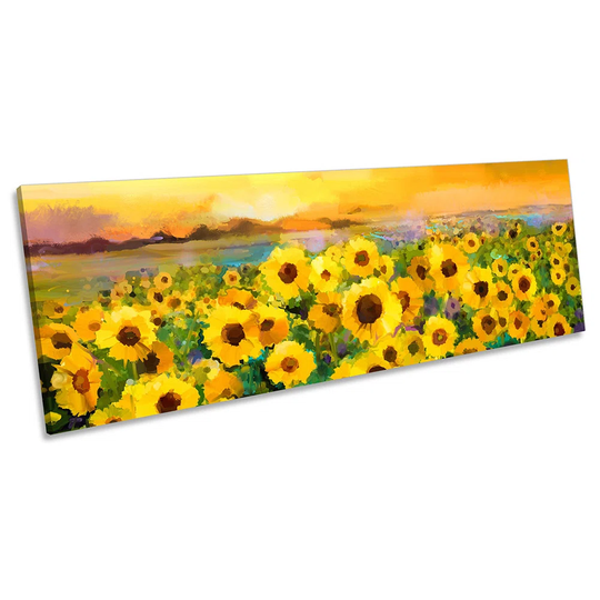 Sunflower Yellow Sunset Repro PANORAMA CANVAS WALL ARTWORK Print Art