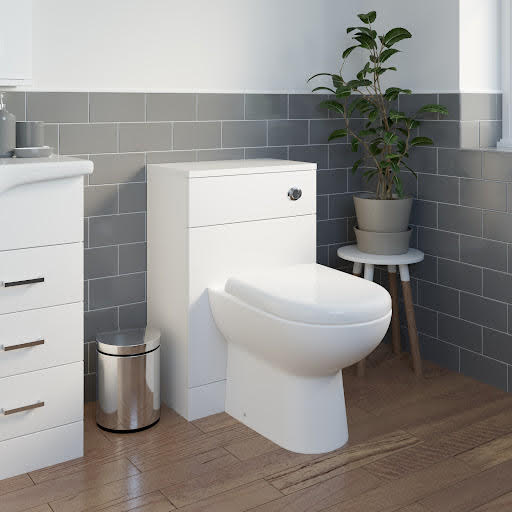 Essence White Gloss Concealed Cistern Unit & D-Shaped Toilet - 500mm Width (300mm Depth)