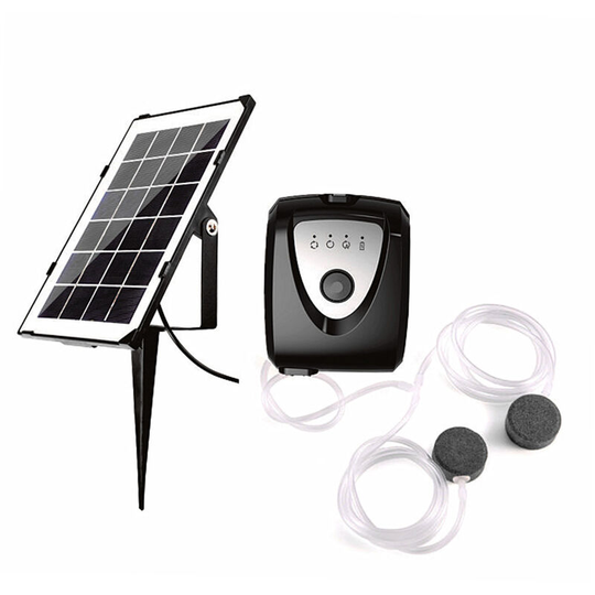 Asupermall - 6V 3.5W Solar Air Pump Fish Tank Oxygenator with Dual Aquarium Pipe & Air Bubble Stone Outdoor Pond Oxygen Pump Aerator Rechargeable for
