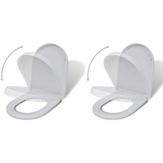 Toilet Seats with Soft Close Lids 2 pcs Plastic White VDTD18817 - Topdeal