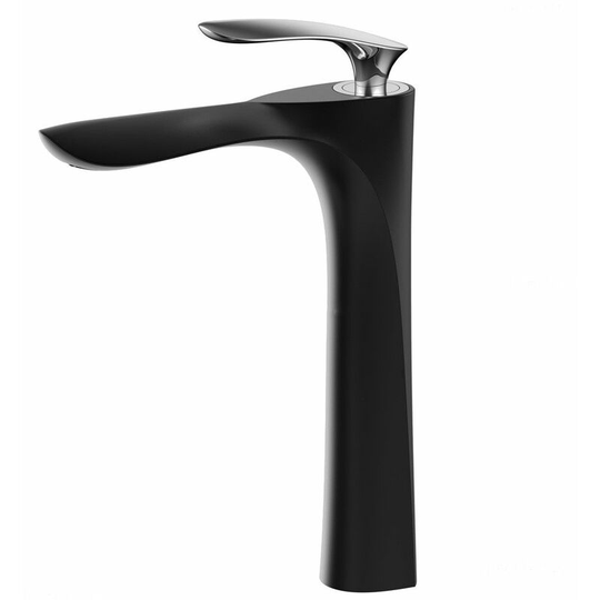 Sophisticated tall sink faucet in solid brass Chrome black