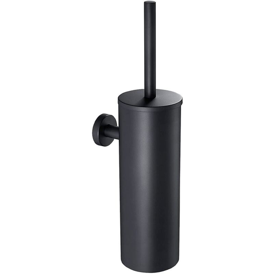Black Wall Hung Toilet Brush with Brush Holder, Long Handle 304 Stainless Steel Toilet Brush, Toilet Brush with Antibacterial Brush Holder