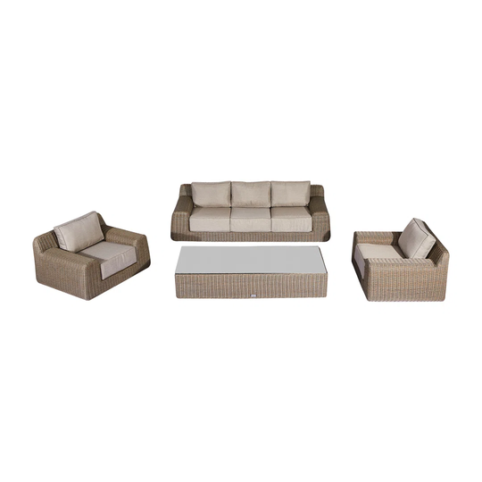 Heritage Luxor 3 Seat Sofa Set - White Wash