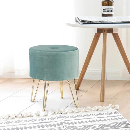 Seat Stool Velvet Fabric Velvet Stool With Storage Box Retro Pouf Couch Stool Seating Furniture