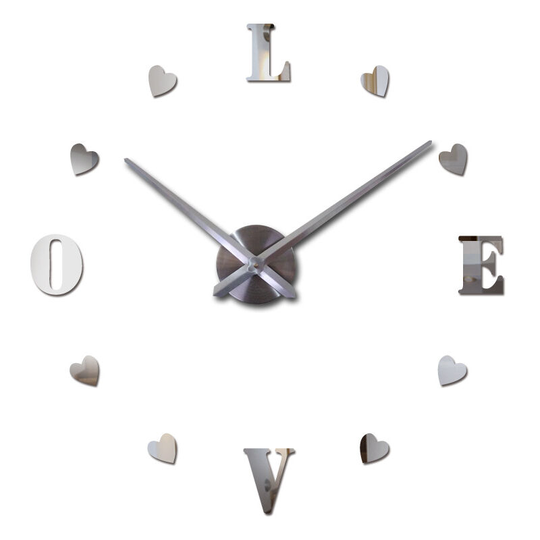 Personality European and American diy Super Large Mirror Simple Wall Clock 3D Creative Wall Sticker Clock Eva Acrylic Mirror Silver Watch