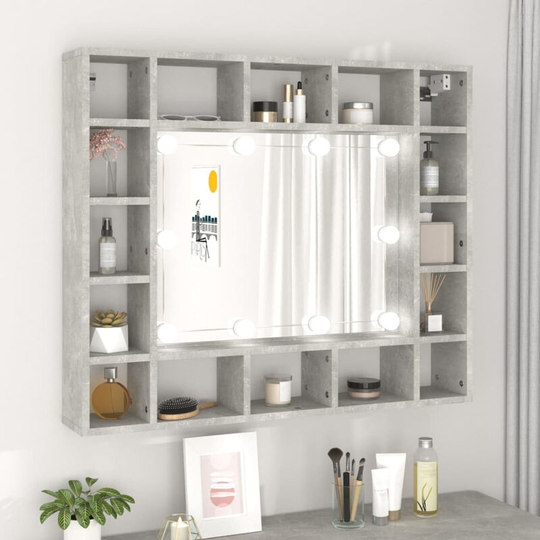 Mirror Cabinet with led Concrete Grey 91x15x76.5 cm