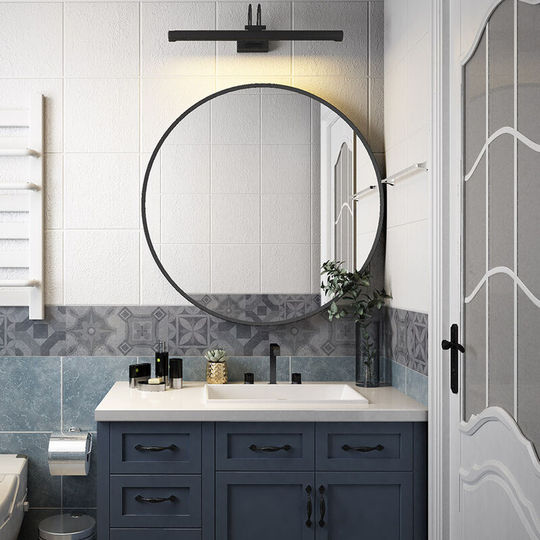 Round Bathroom Mirror Large Circle Mirror Wall Vanity Mirror Hanging Makeup Mirror Decoration for Bathroom Bedroom Living Room - 800mm Black Framed