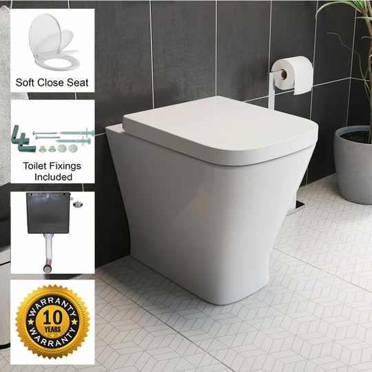 Affine - Back To Wall btw Toilet Pan Soft Close Seat Concealed Cistern Dual Flush Button - White