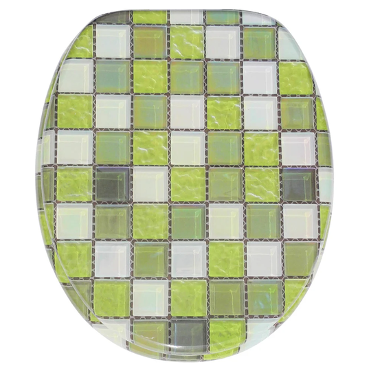Green Mosaic Soft Close Elongated Toilet Seat