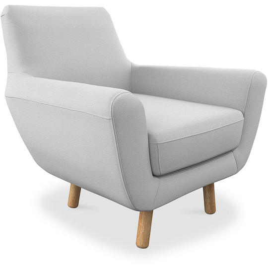 Privatefloor - Scandinavian style armchair fabric Light grey Beechwood, Wood, Fabric, Fabric, Wood - Light grey